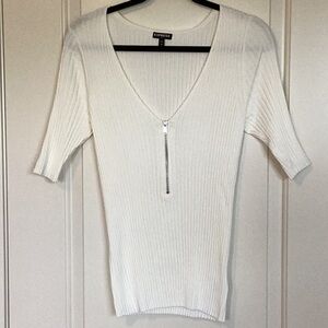 Express Light Weight Short Sleeve Sweater - Size L - Cream